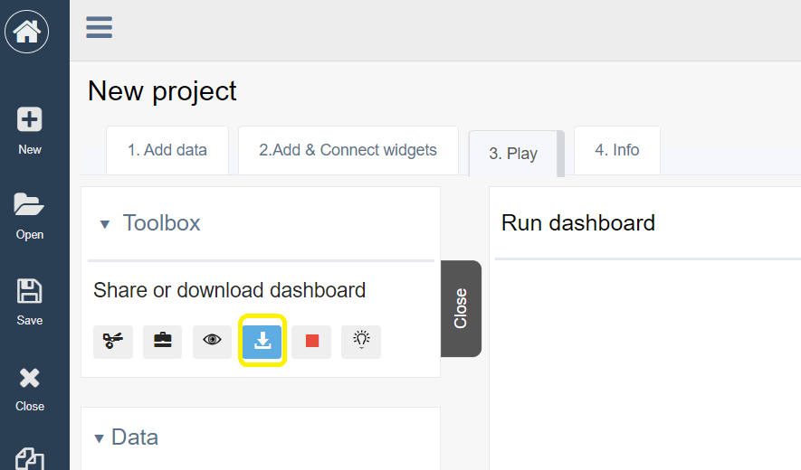 Share or download dashboard